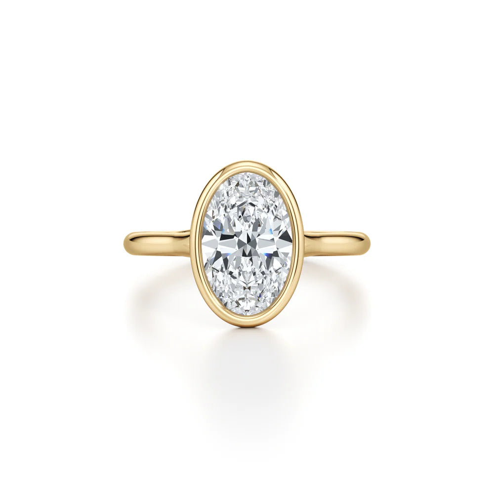 Eclipse Solitaire Engagement Ring – Oval Cut – Bezel-Set High-Polish Band