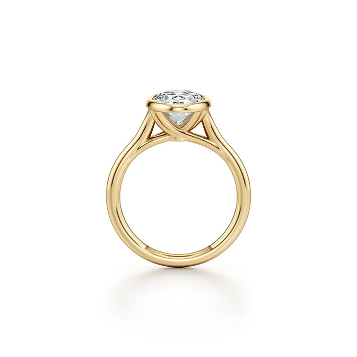 Eclipse Solitaire Engagement Ring – Oval Cut – Bezel-Set High-Polish Band