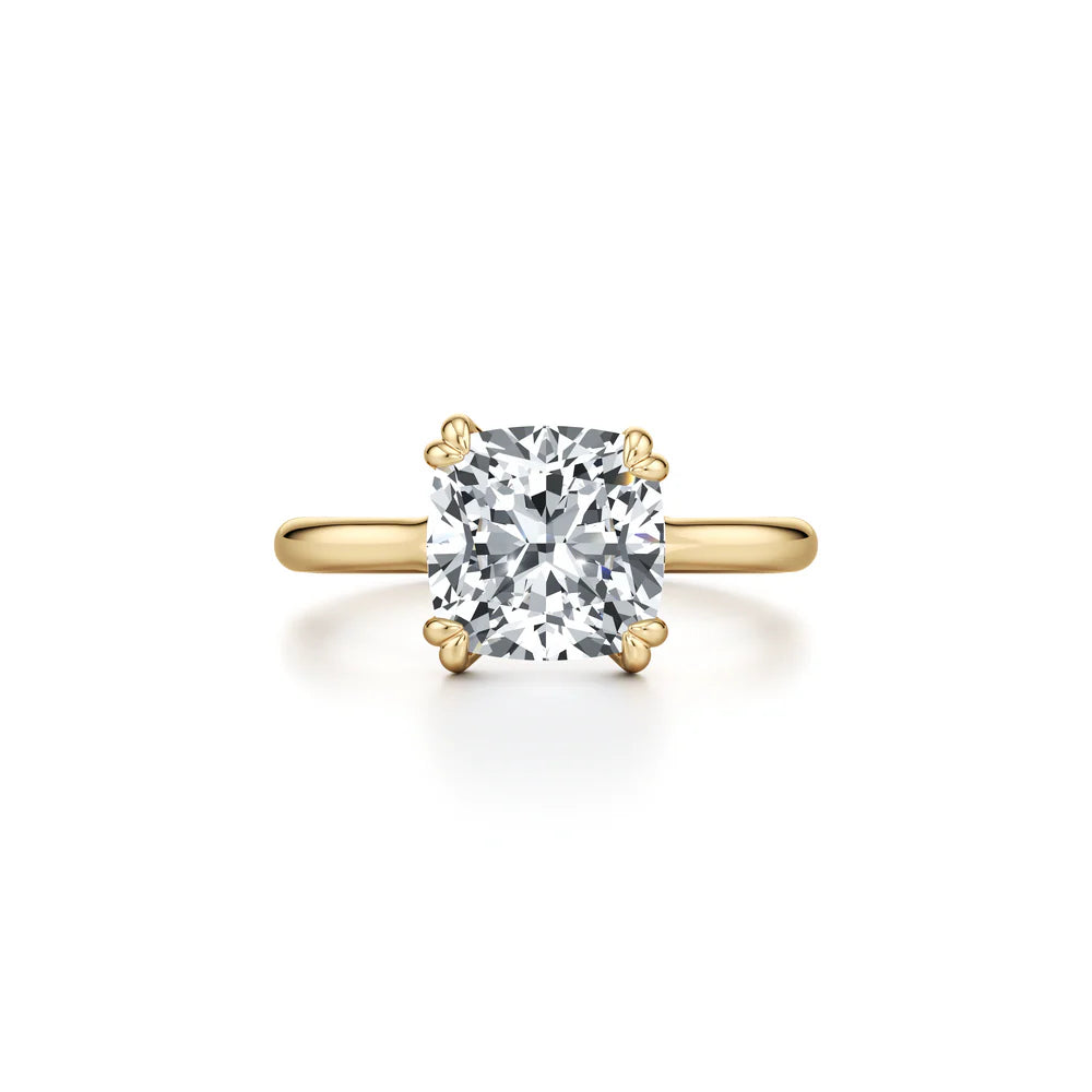 Wren Solitaire Engagement Ring – Cushion Cut – Plain High-Polish Band