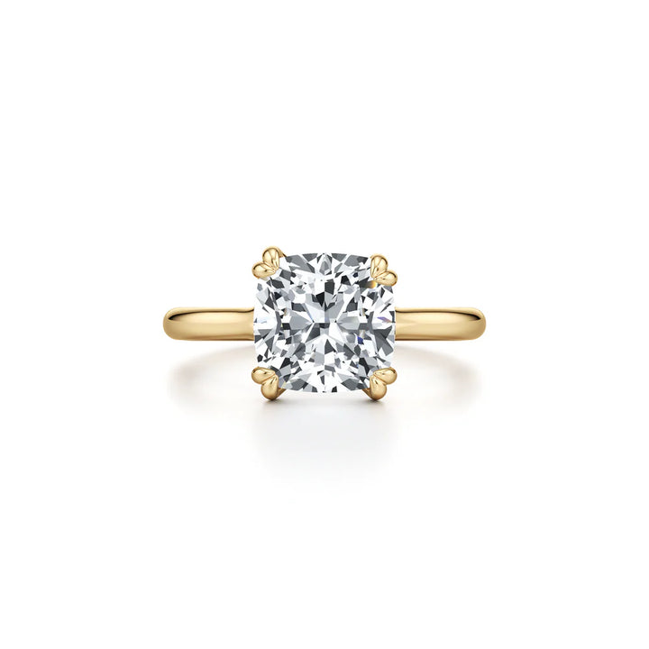 Wren Solitaire Engagement Ring – Cushion Cut – Plain High-Polish Band