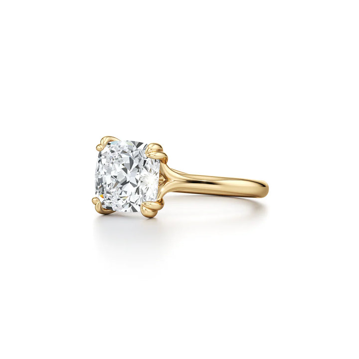 Wren Solitaire Engagement Ring – Cushion Cut – Plain High-Polish Band