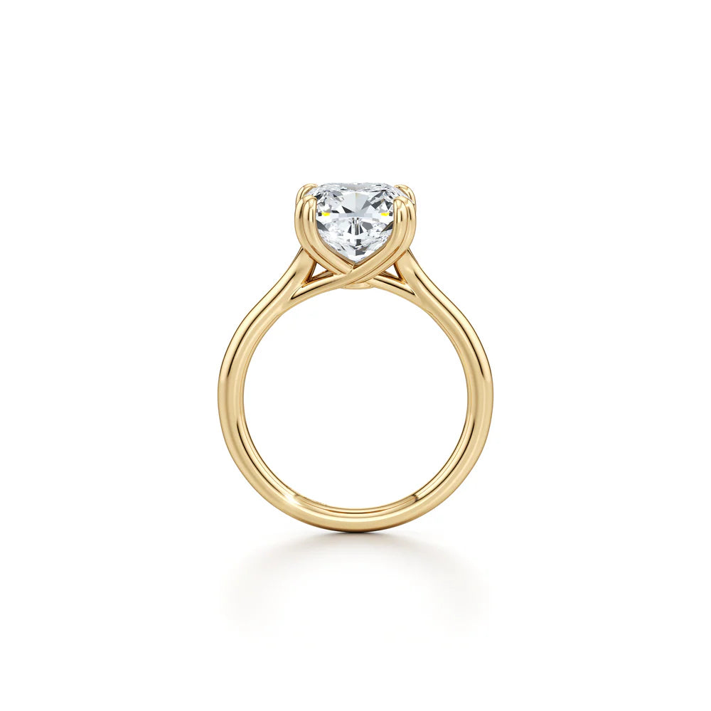 Wren Solitaire Engagement Ring – Cushion Cut – Plain High-Polish Band