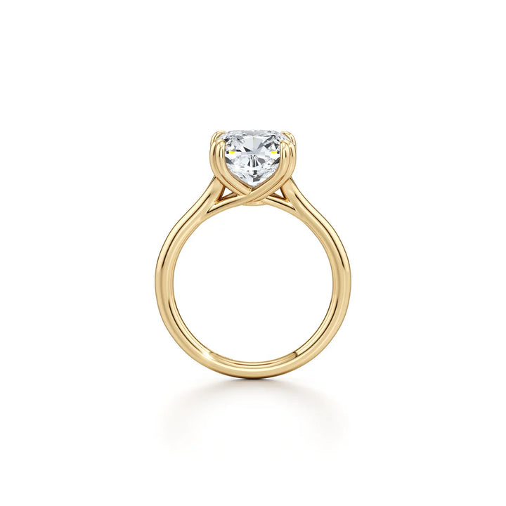 Wren Solitaire Engagement Ring – Cushion Cut – Plain High-Polish Band