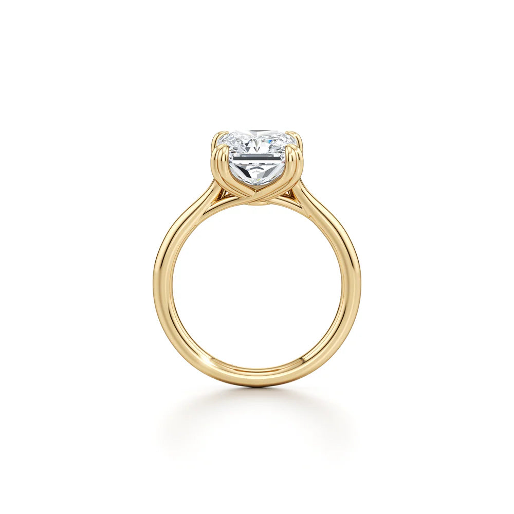 Lumiere Solitaire Engagement Ring – Radiant Cut – Plain High-Polish Band