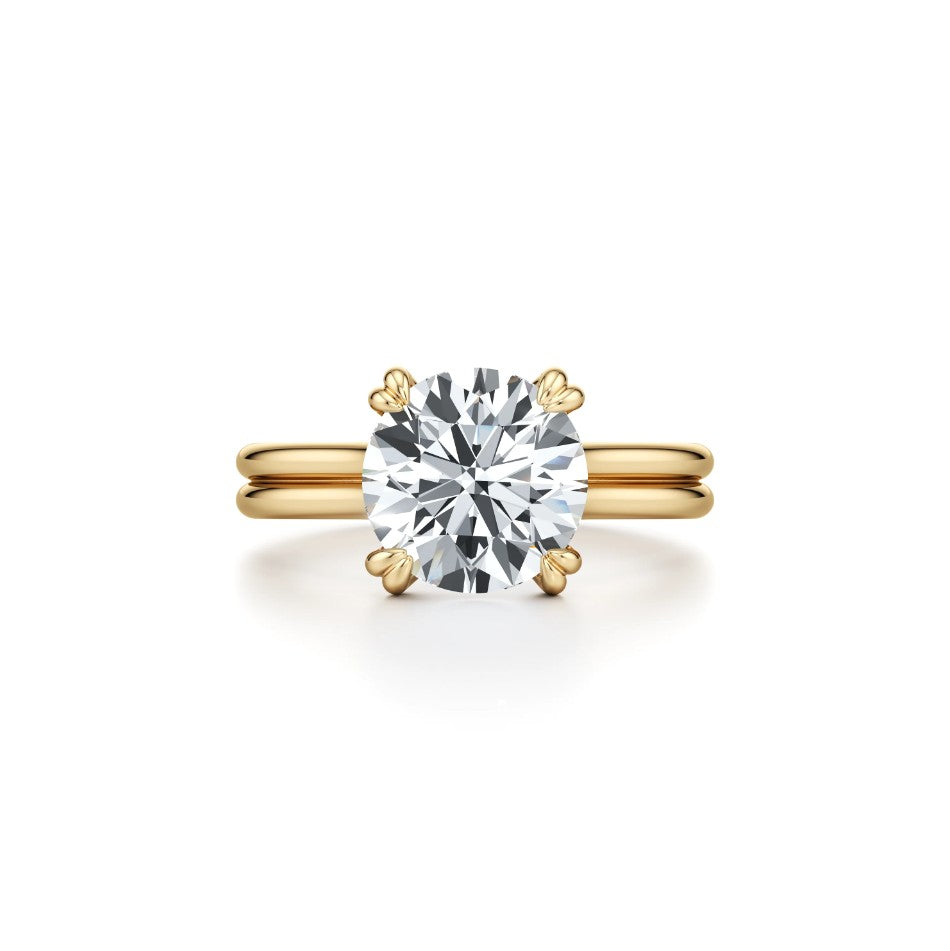 The Soleil Solitaire Engagement Ring – Round Cut – Double-Prong Double Band