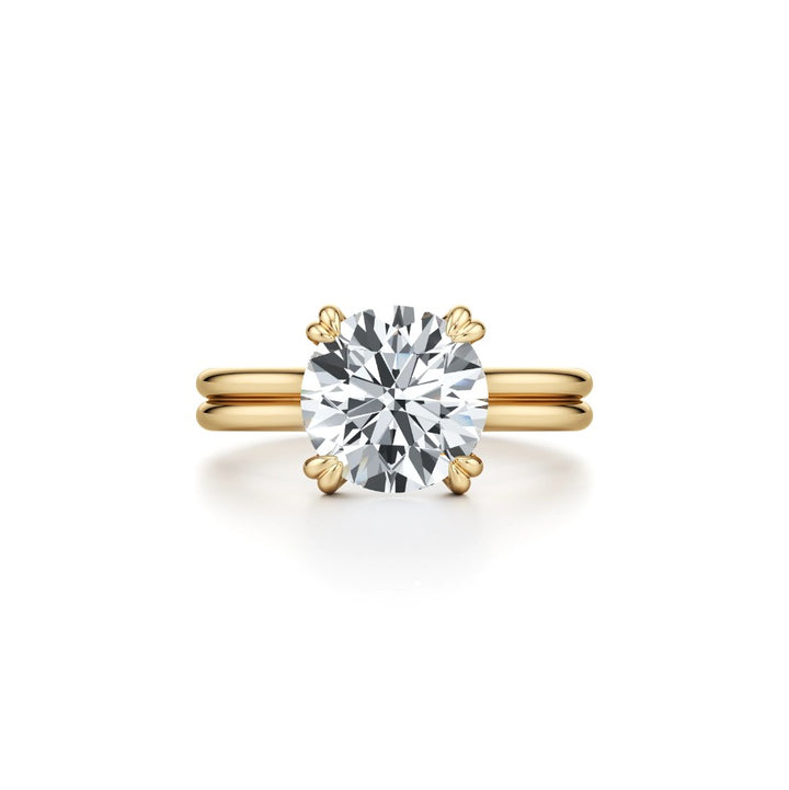 The Soleil Solitaire Engagement Ring – Round Cut – Double-Prong Double Band