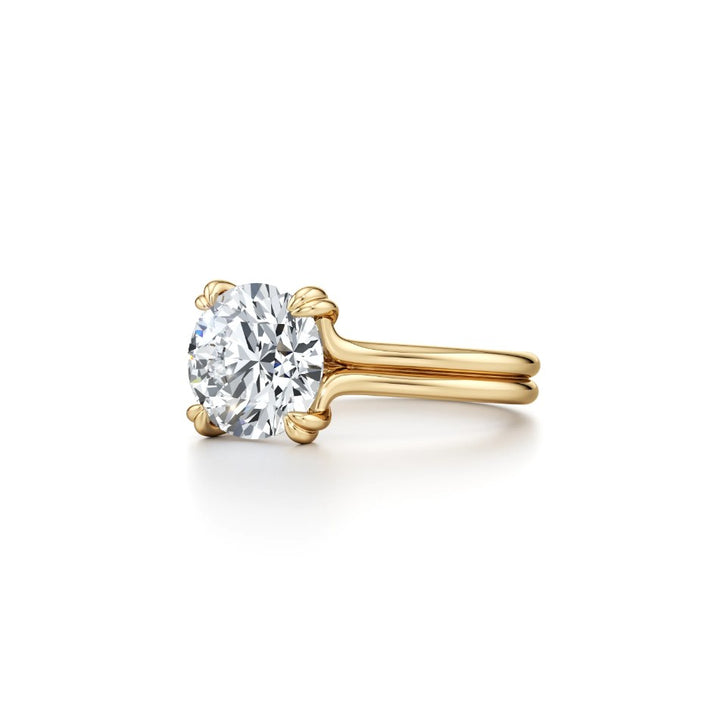 The Soleil Solitaire Engagement Ring – Round Cut – Double-Prong Double Band