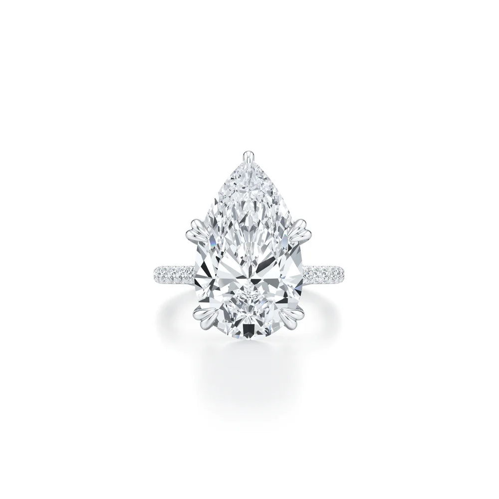 Larmé Pavé Solitaire Engagement Ring – Pear Cut – Single Row Pavé Band