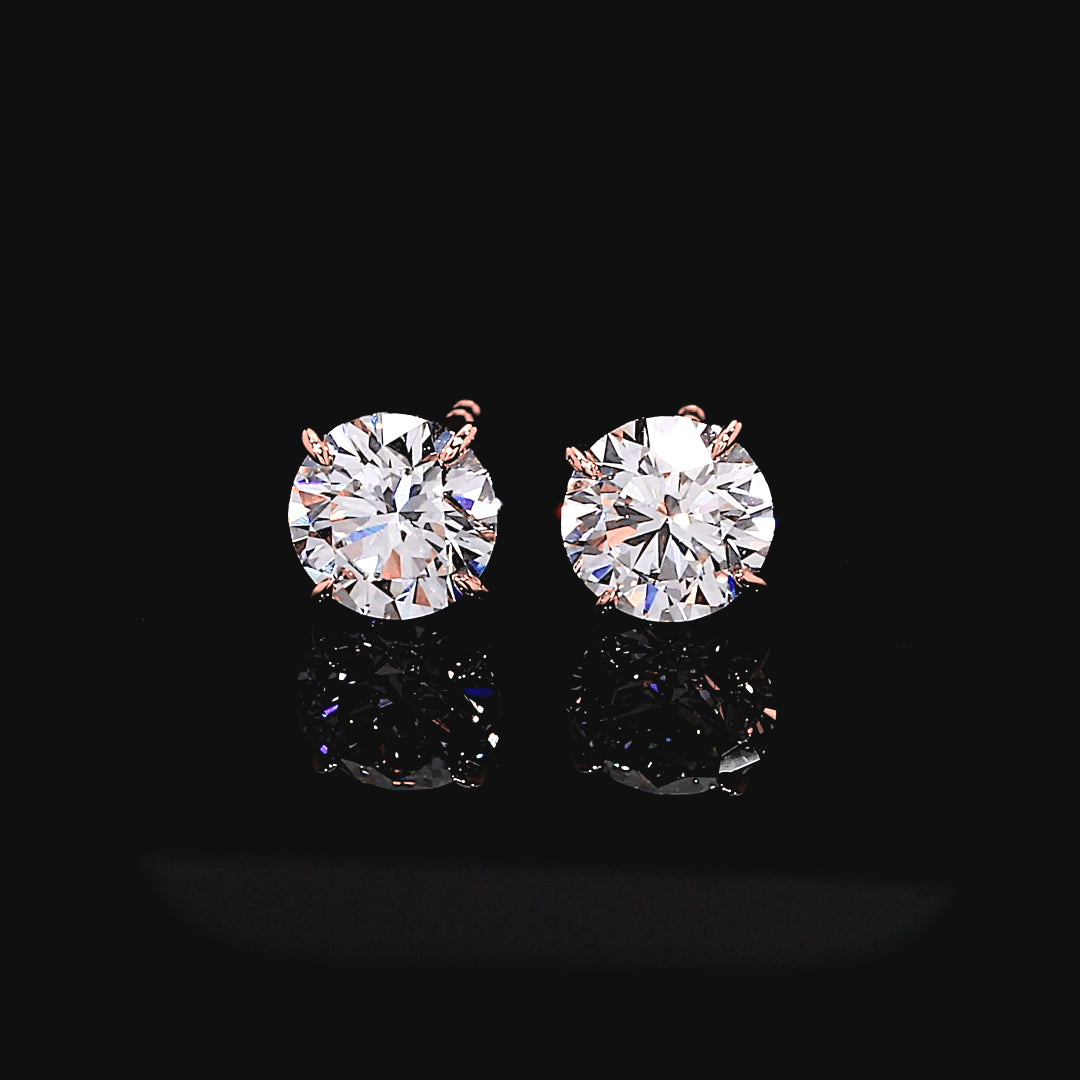Étoile Round Brilliant Lab Diamond Stud Earrings in 18K Rose Gold