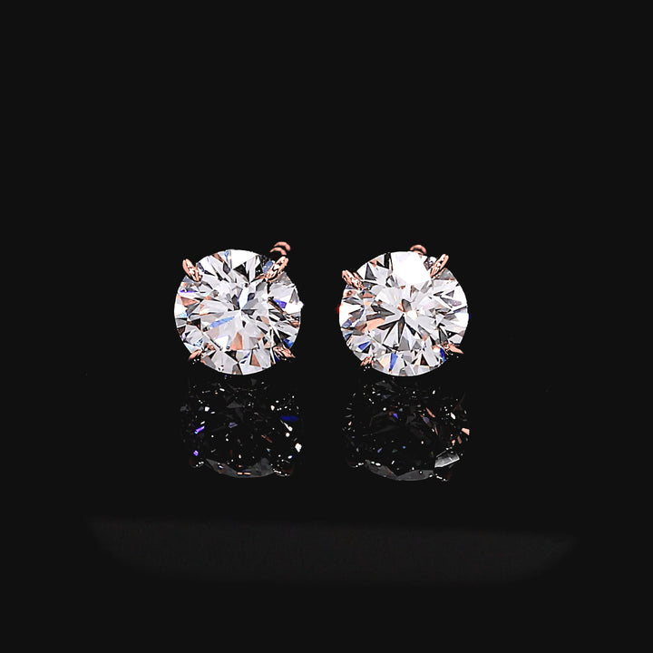Étoile Round Brilliant Lab Diamond Stud Earrings in 18K Rose Gold