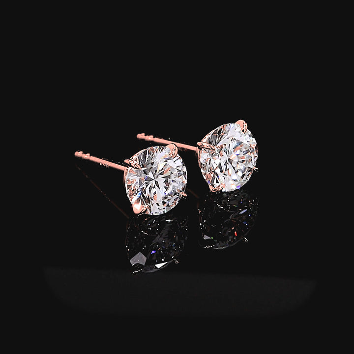 Étoile Round Brilliant Lab Diamond Stud Earrings in 18K Rose Gold