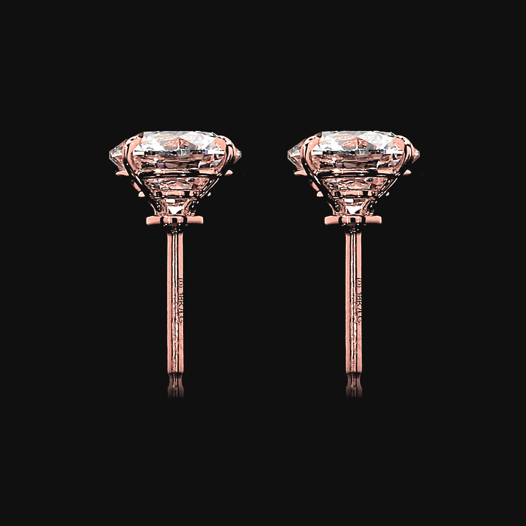 Étoile Round Brilliant Lab Diamond Stud Earrings in 18K Rose Gold