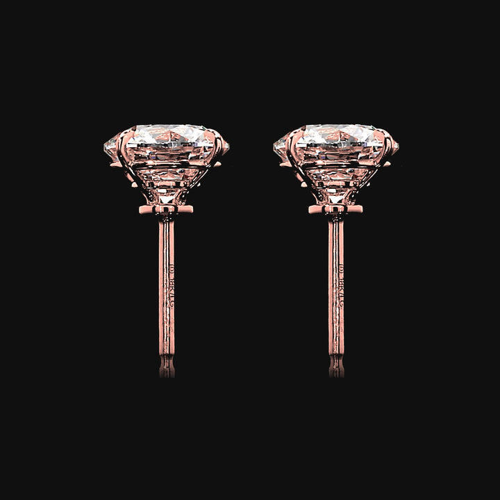Étoile Round Brilliant Lab Diamond Stud Earrings in 18K Rose Gold