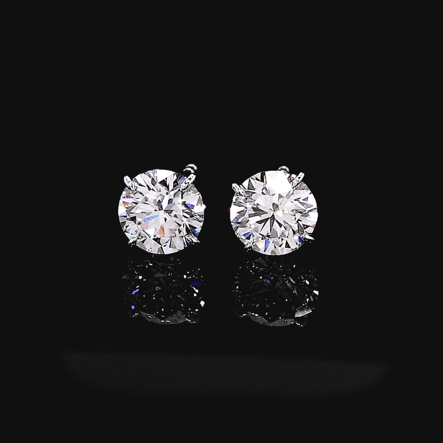 Étoile Round Brilliant Lab Diamond Stud Earrings in 18K White Gold