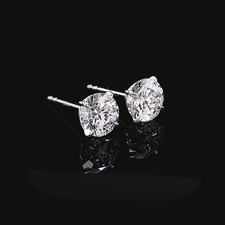 Étoile Round Brilliant Lab Diamond Stud Earrings in 18K White Gold