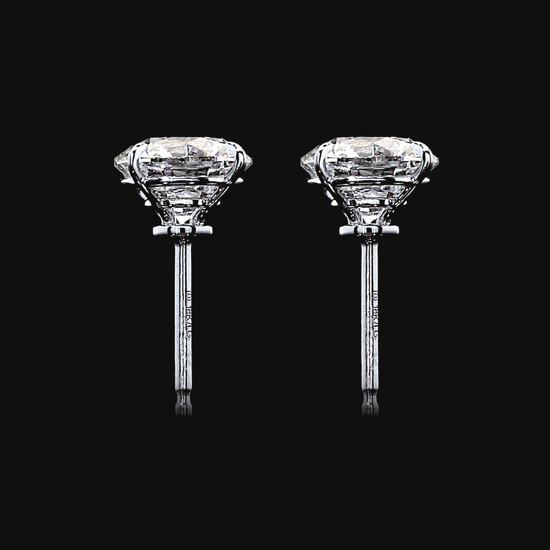 Étoile Round Brilliant Lab Diamond Stud Earrings in 18K White Gold