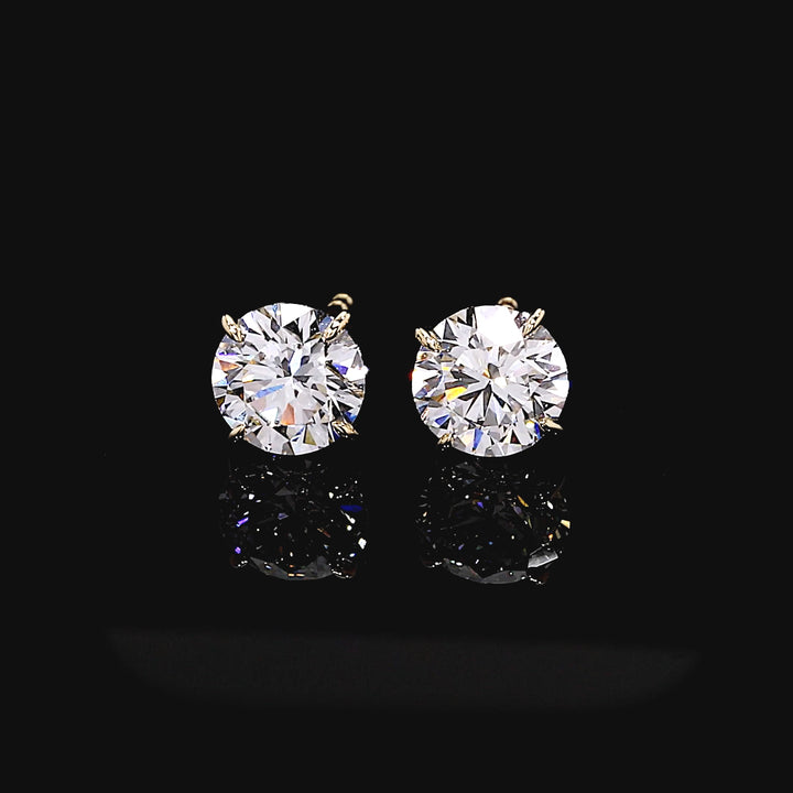 Étoile Round Brilliant Lab Diamond Stud Earrings in 18K Yellow Gold