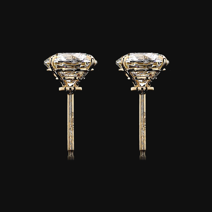 Étoile Round Brilliant Lab Diamond Stud Earrings in 18K Yellow Gold