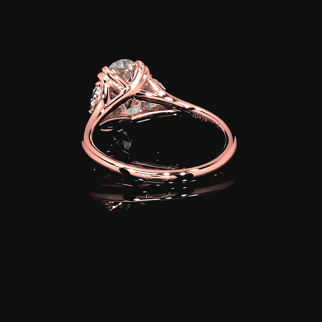 Odette Three Stone Engagement Ring in 14K Rose Gold