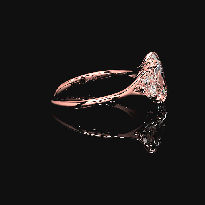 Odette Three Stone Engagement Ring in 14K Rose Gold
