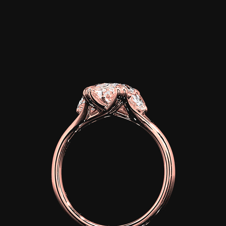 Odette Three Stone Engagement Ring in 14K Rose Gold