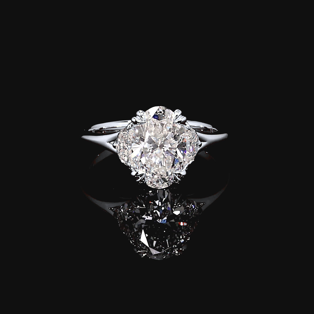 Odette Three Stone Engagement Ring in 14K White Gold