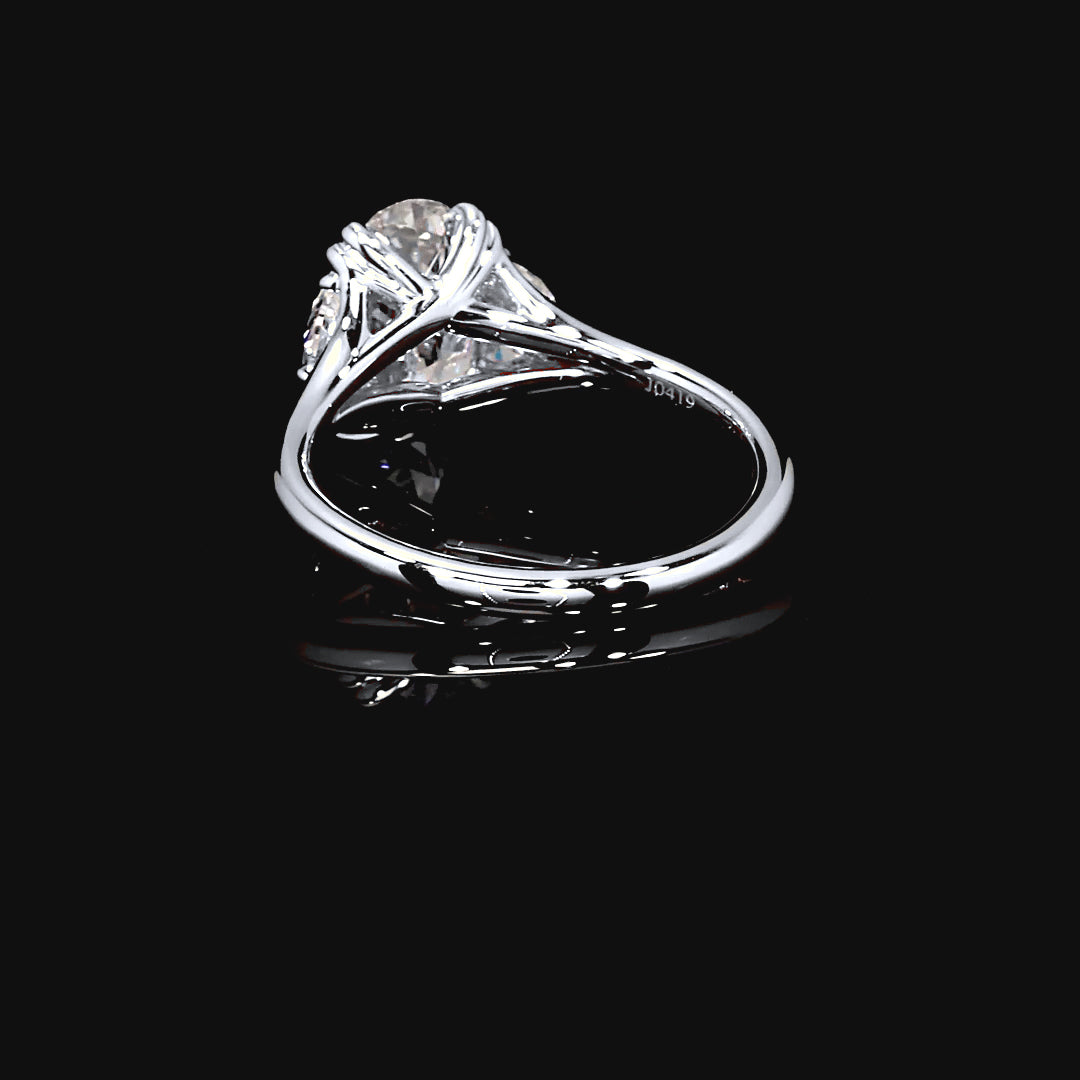 Odette Three Stone Engagement Ring in 14K White Gold