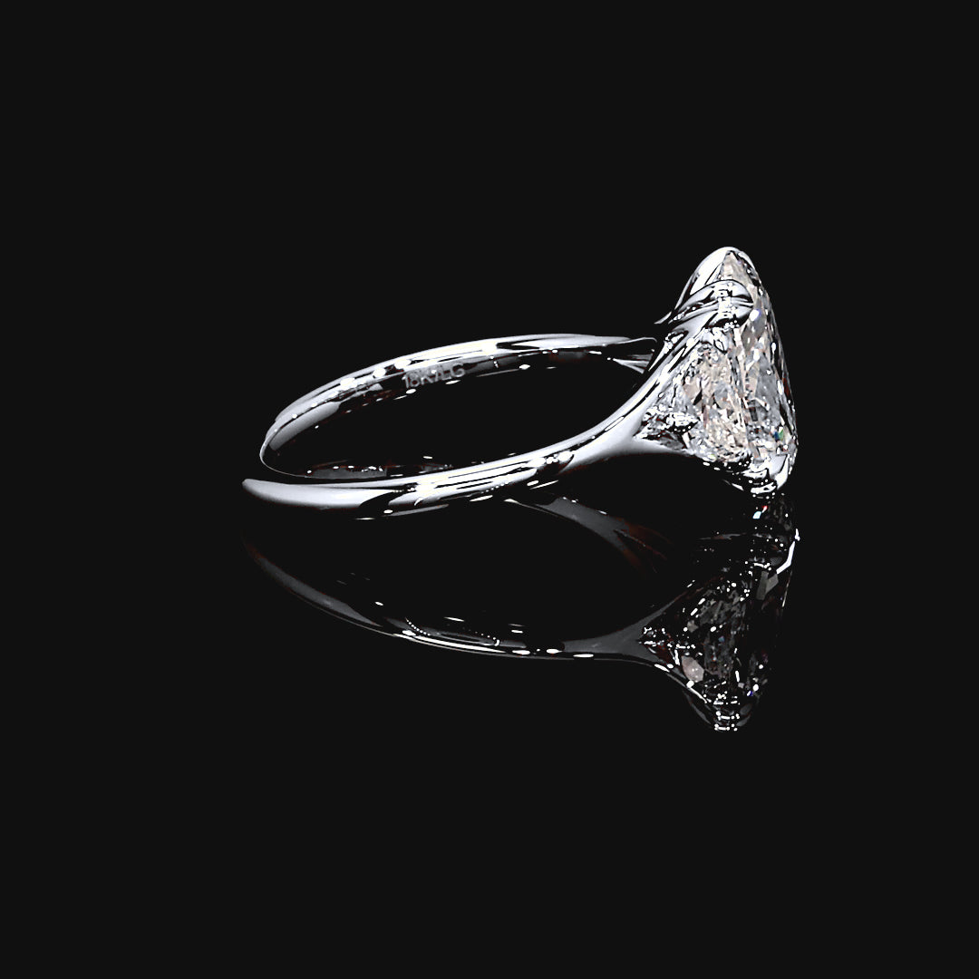 Odette Three Stone Engagement Ring in 14K White Gold