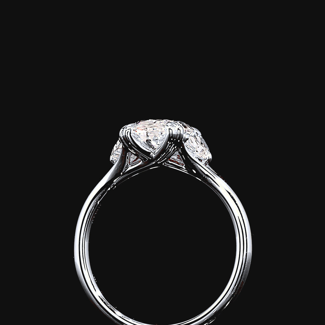 Odette Three Stone Engagement Ring in 14K White Gold
