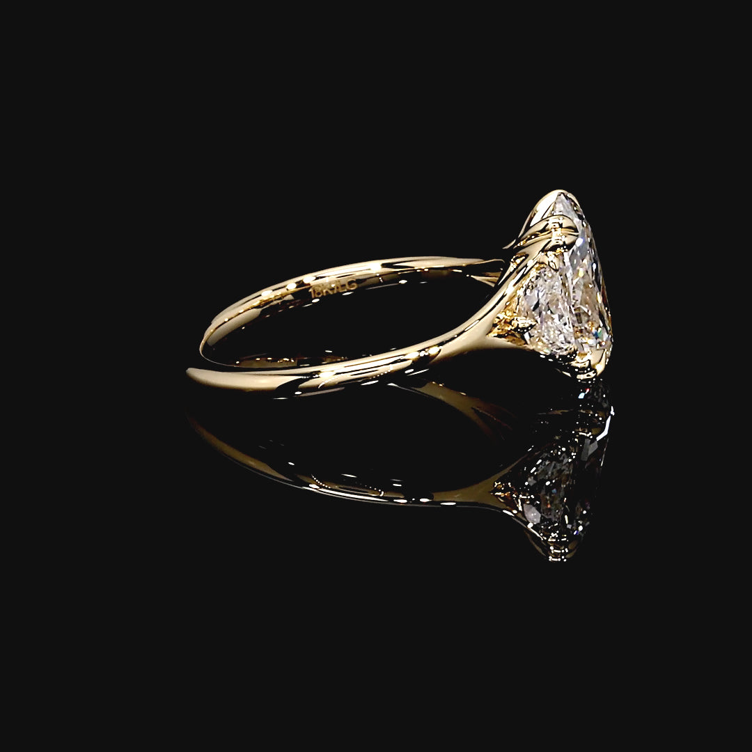 Odette Three Stone Engagement Ring in 14K Yellow Gold