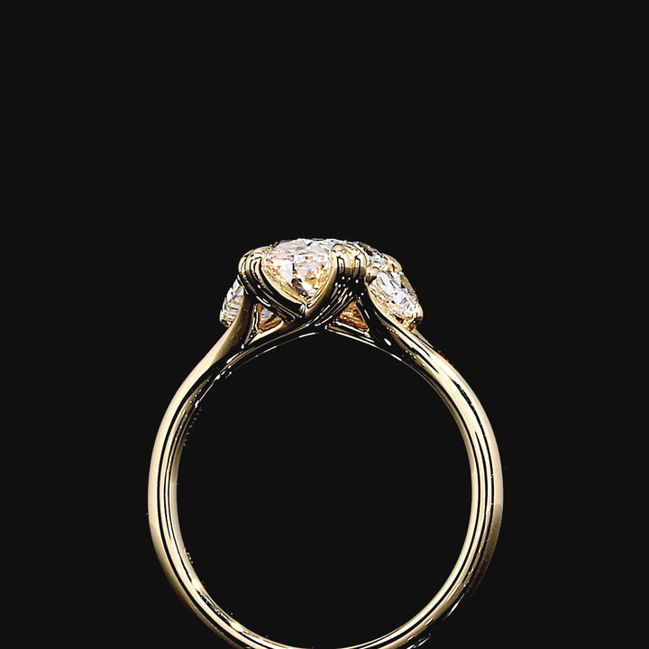 Odette Three Stone Engagement Ring in 14K Yellow Gold