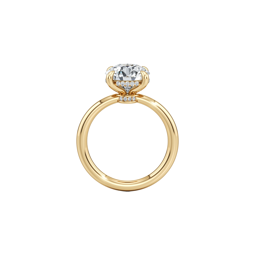 Zenith Solitaire Hidden Halo Engagement Ring - Oval Cut - High Polish Band