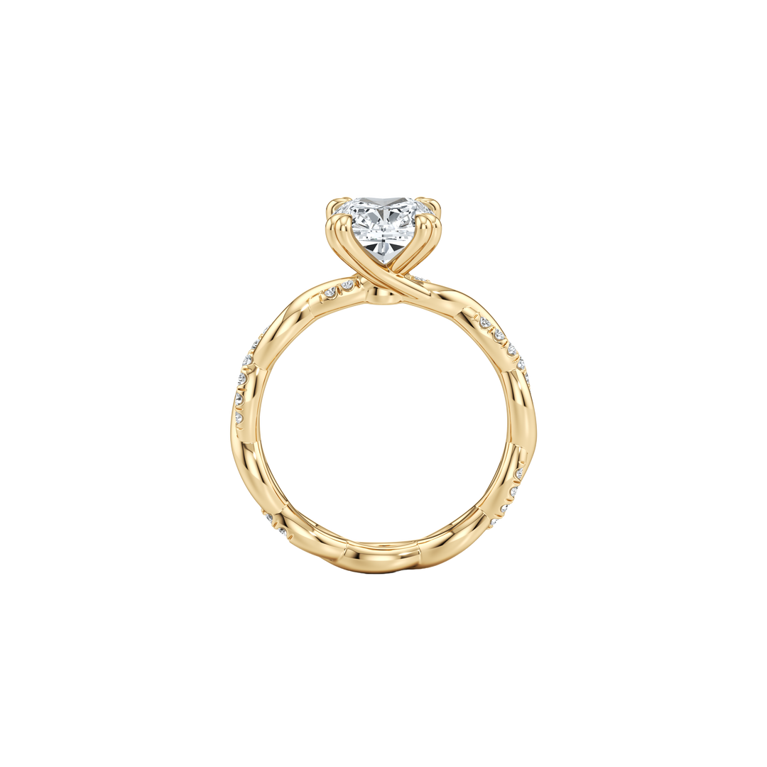Twine Split-Pavé Braided Solitaire Engagement Ring - Oval Cut - Woven 50/50 Pavé Band