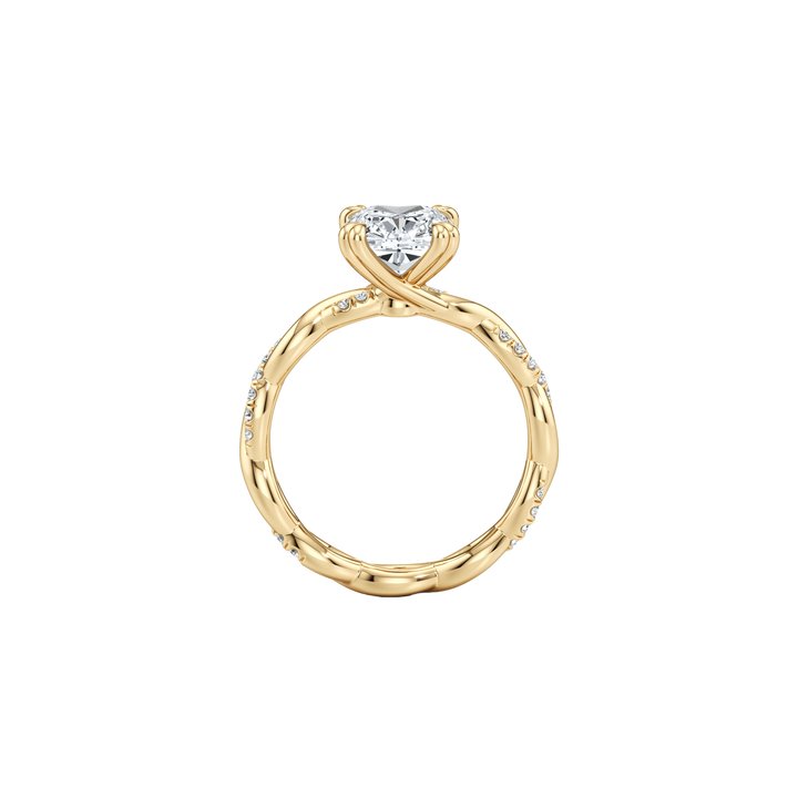 Twine Split-Pavé Braided Solitaire Engagement Ring - Oval Cut - Woven 50/50 Pavé Band