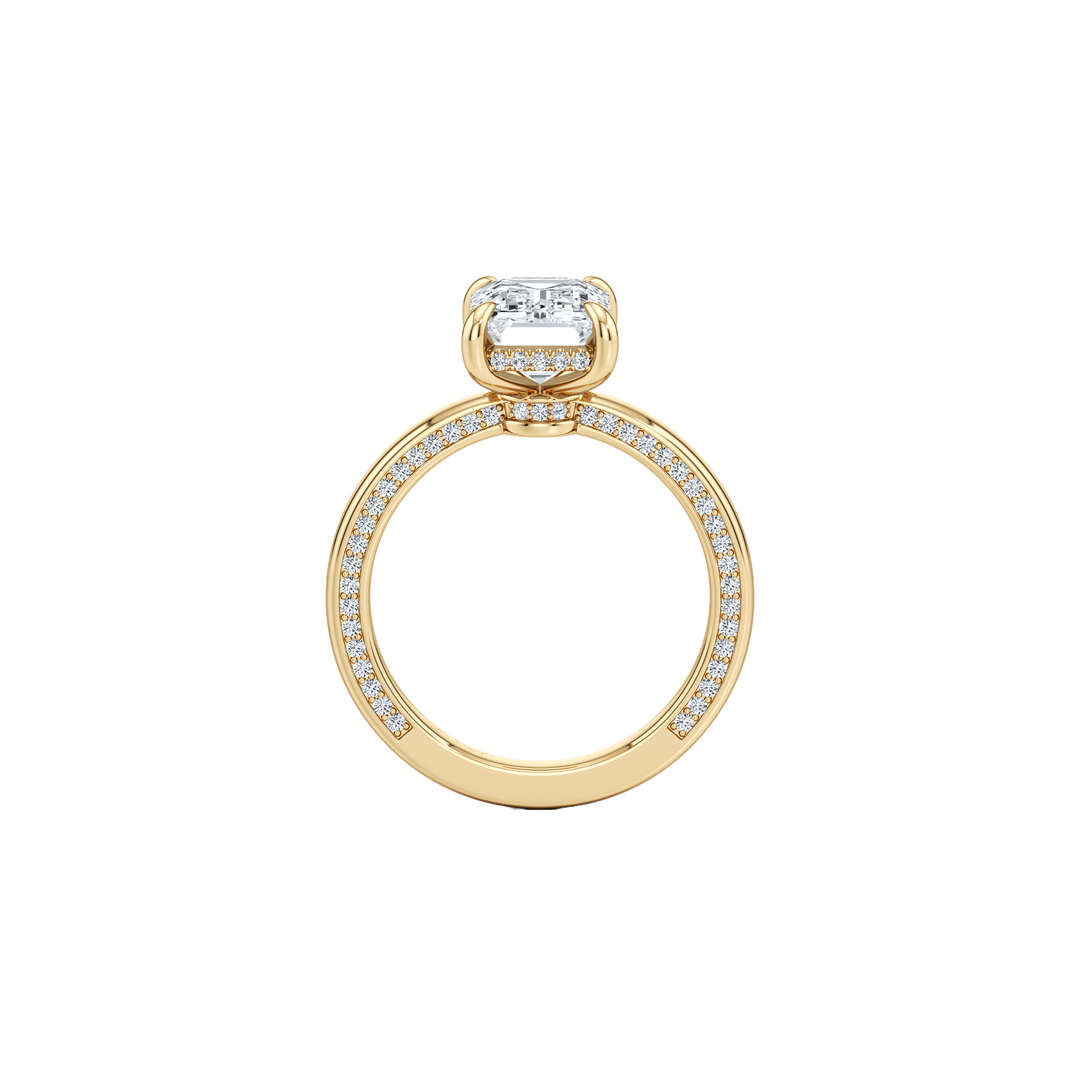 Sophie Solitaire with Hidden Halo - Emerald Cut - Double-sided Pavé High Polish Band