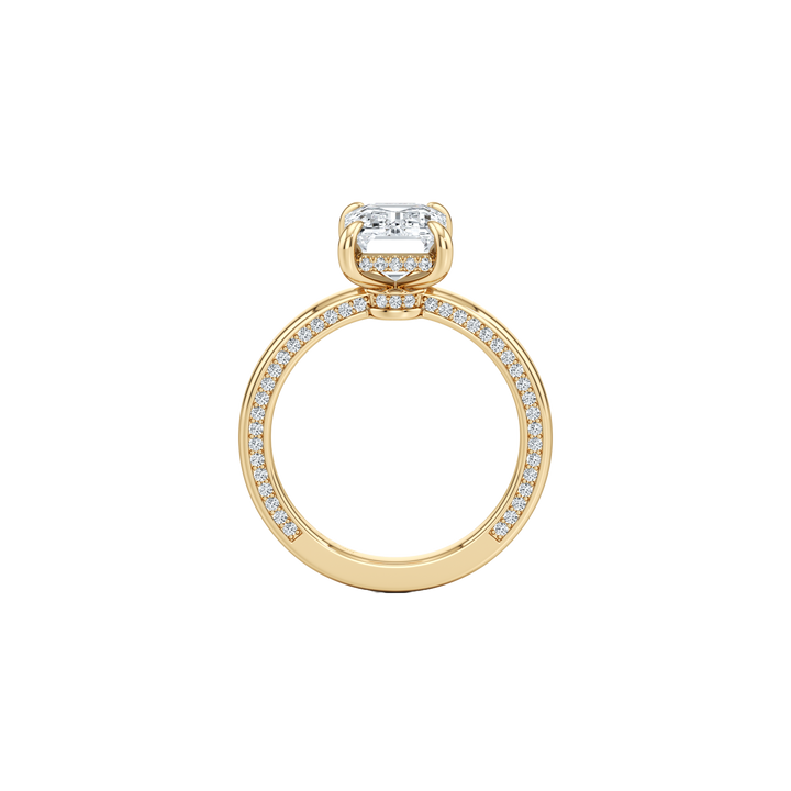 Sophie Solitaire with Hidden Halo - Emerald Cut - Double-sided Pavé High Polish Band