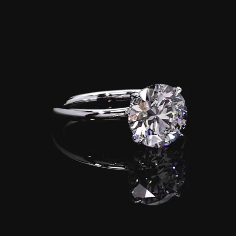Zenith Solitaire Hidden Halo Engagement Ring - Round Cut - High Polish Band