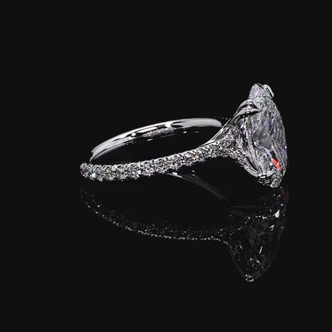 Aerial Pavé Solitaire Engagement Ring - Oval Cut - Single Row Pavé Band