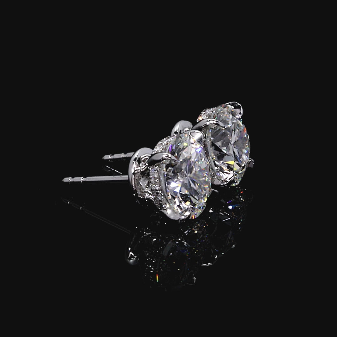 Aurora Round Cut Diamond Stud Earrings