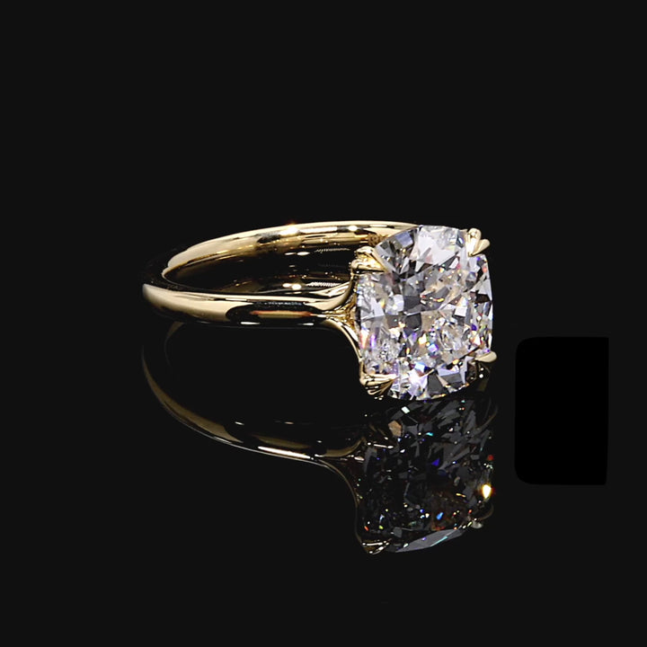 Wren Solitaire Engagement Ring – Cushion Cut – Plain High-Polish Band