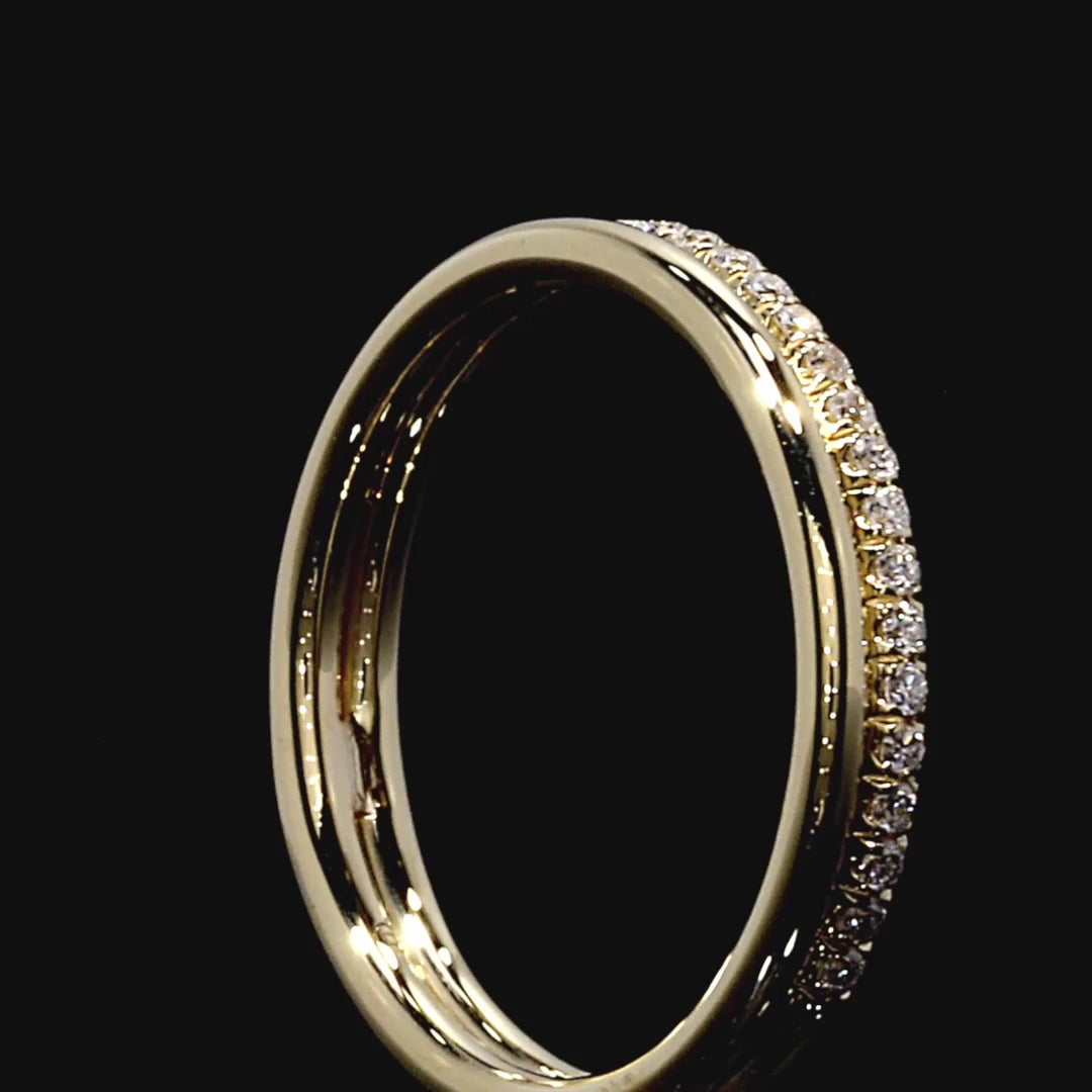 Clara Double Row Wedding Band - Single Row Pavé