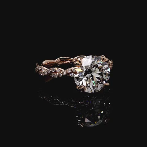 Twine Pavé Braided Solitaire Engagement Ring - Round Cut - Woven Pavé Band