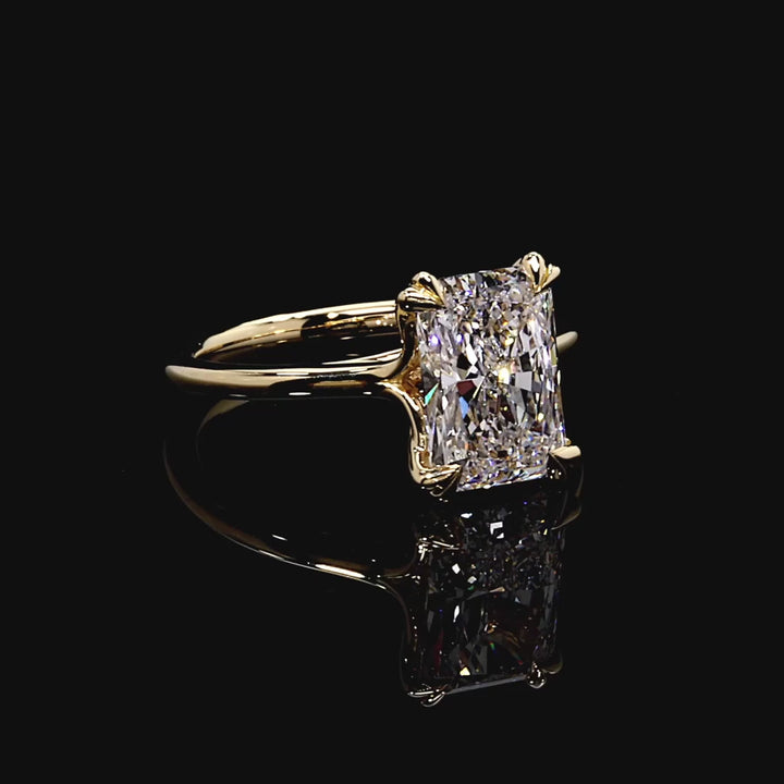 Lumiere Solitaire Engagement Ring – Radiant Cut – Plain High-Polish Band