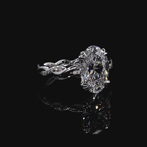 Twine Split-Pavé Braided Solitaire Engagement Ring - Oval Cut - Woven 50/50 Pavé Band