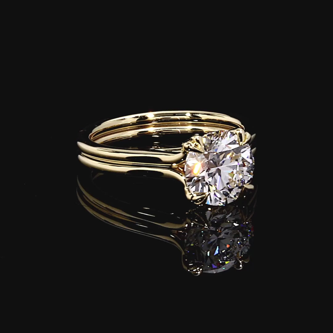 The Soleil Solitaire Engagement Ring – Round Cut – Double-Prong Double Band