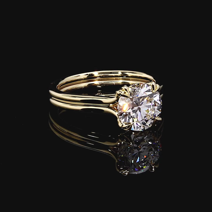 The Soleil Solitaire Engagement Ring – Round Cut – Double-Prong Double Band