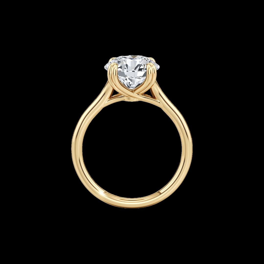 Aerial Pavé Solitaire Engagement Ring - Round Cut - Single Row Pavé Band