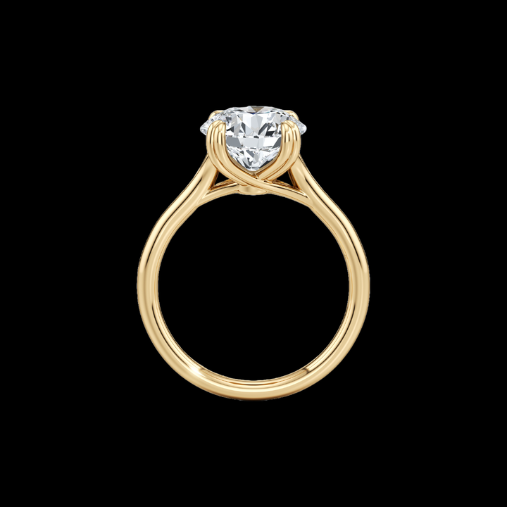 Aerial Pavé Solitaire Engagement Ring - Round Cut - Single Row Pavé Band