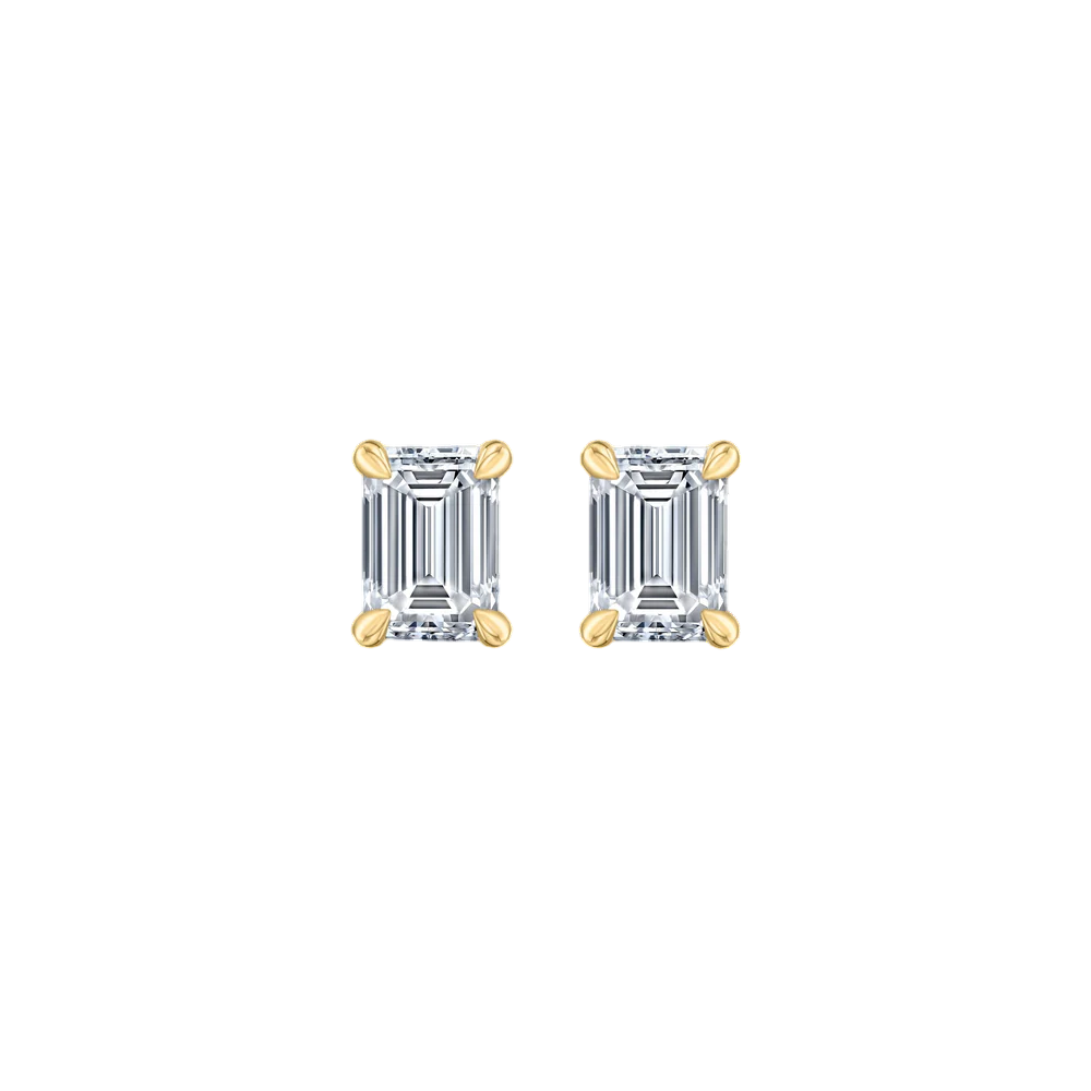 Lumière Emerald Cut Diamond Stud Earrings