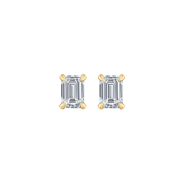 Lumière Emerald Cut Diamond Stud Earrings